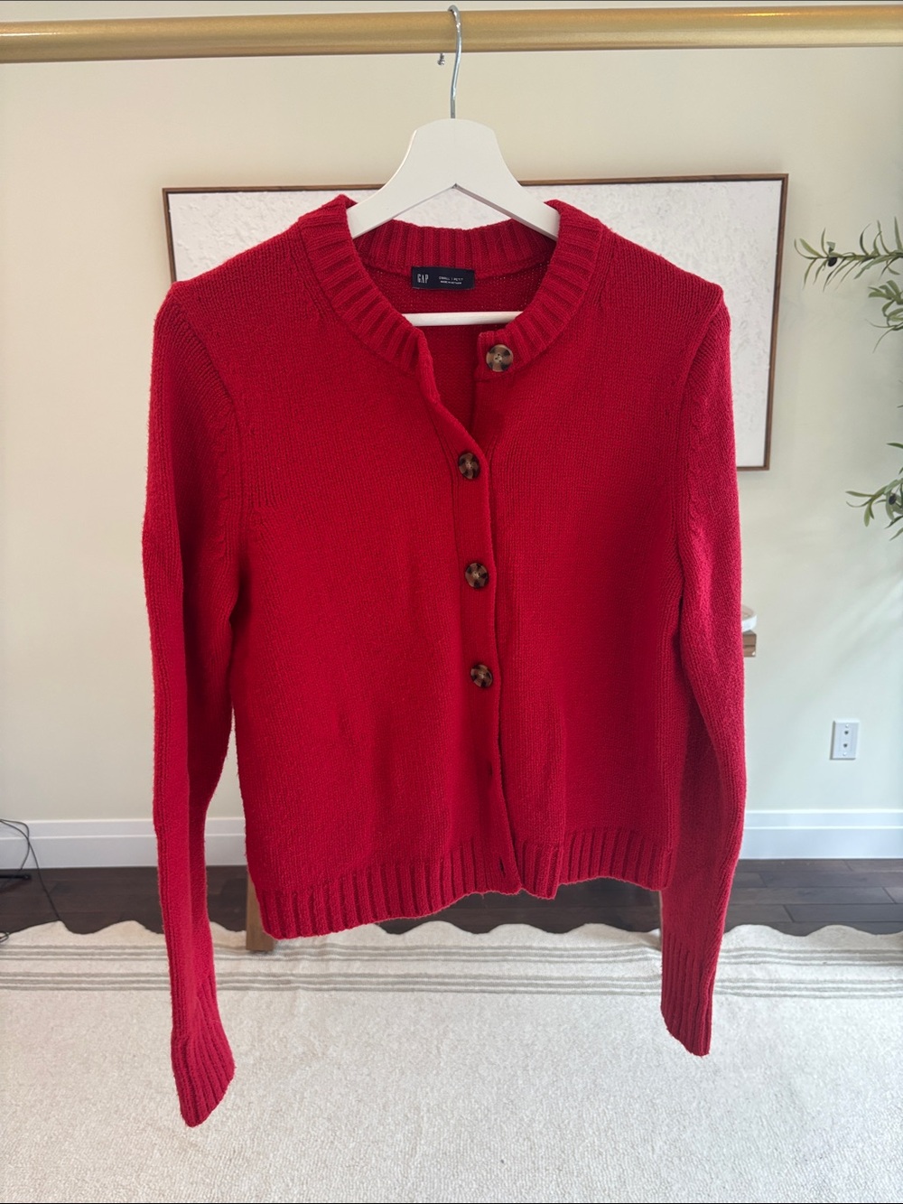 GAP Red Button-Front Women's Cardigan